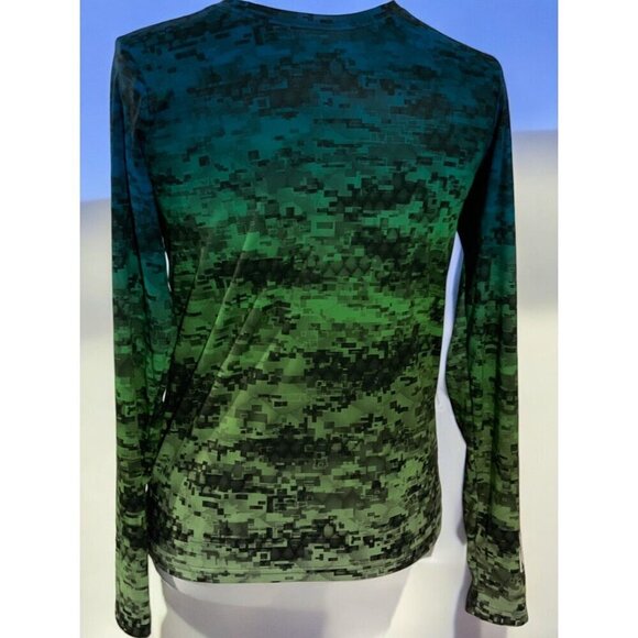 Columbia Girls Blue Green Geometric Long Sleeve Tee Large Omni Wick Technology - Picture 3 of 9